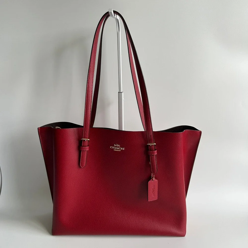 Coach Mollie Tote Red Apple Pebbled Leather Bag 1671